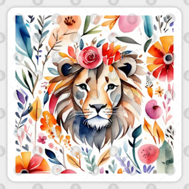 Floral lion gift ideas Sticker by WeLoveAnimals